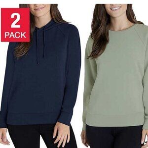 EDDIE Bauer Ladies Crewneck & Hoodie, 2 PK Blue/Green